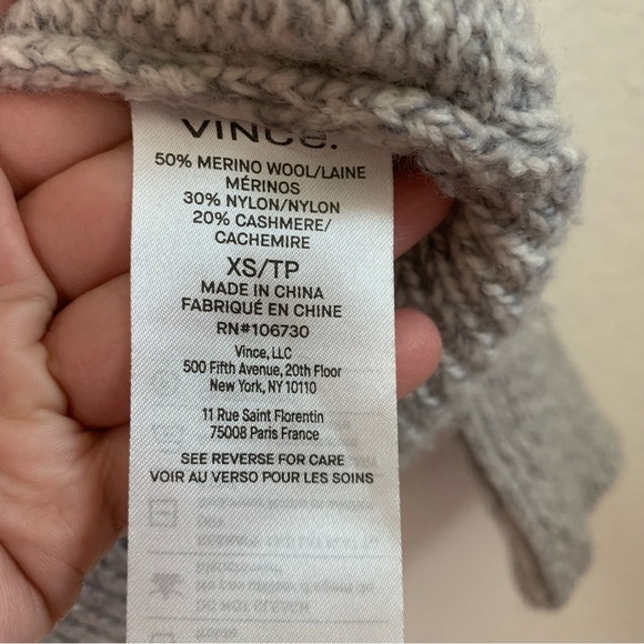Vince womens gray marked chunky knit funnel neck wool sweater XS - Picture 3 of 7